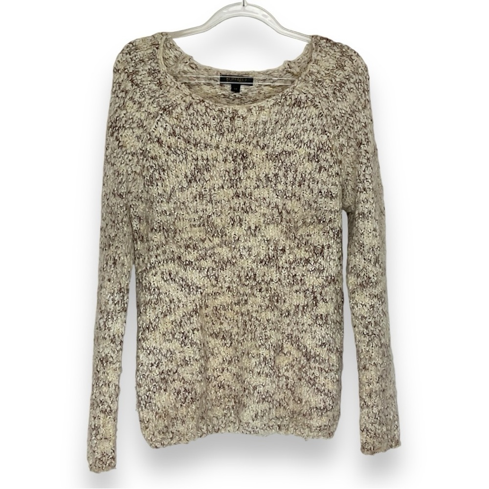 Buffalo David Bitton Sweater Womens Brown Cream Marled Eyelash Knit Size Small‎